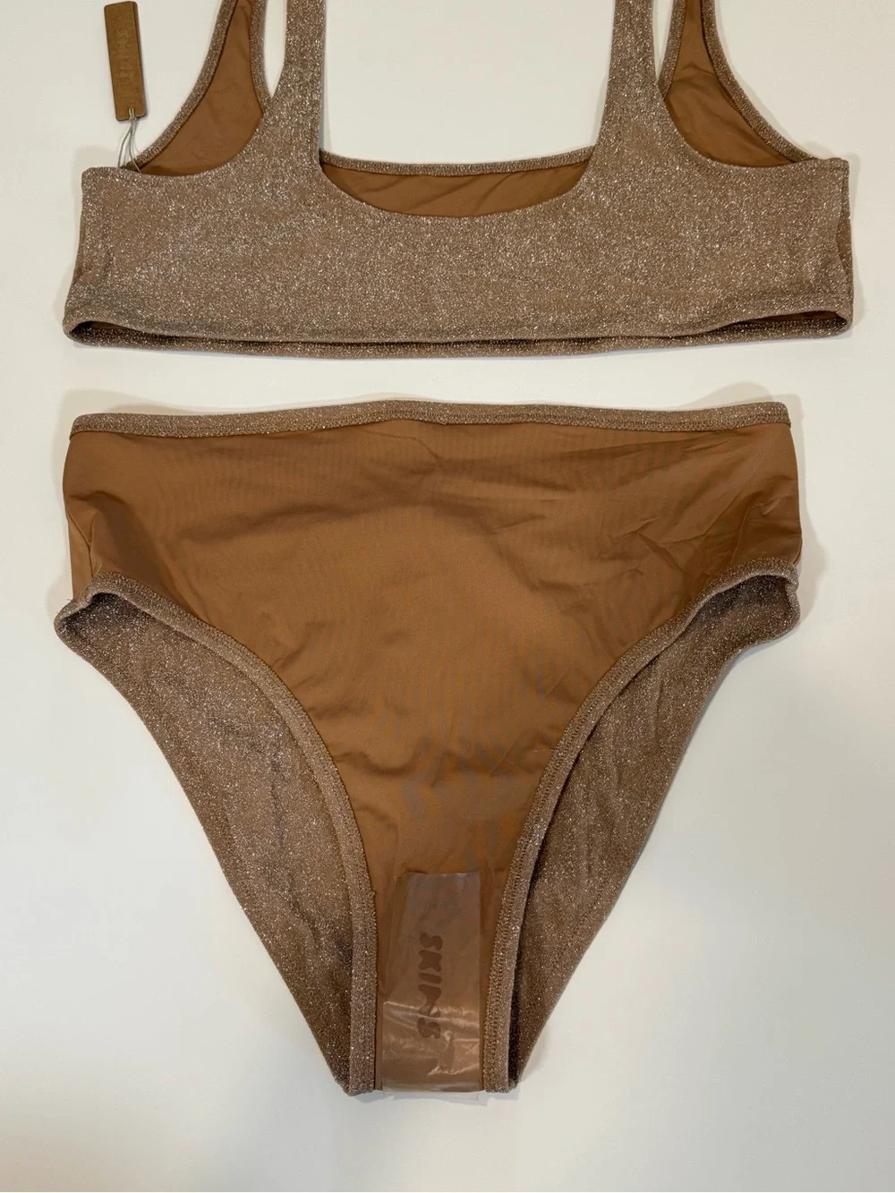 NWT SKIMS Shimmery Brown High-Waist Bikini Set Size 2X